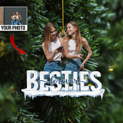 Custom Besties Photo Acrylic Ornament, Perfect Personalized Christmas Thanksgiving Gift For Sistas, Sisters, Best Friends, Soul Sisters