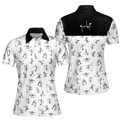 Golf Women Polo Shirt - Funny Golf Pattern Custom Name White Apparel - Personalized Gift For Golf Lover, Team