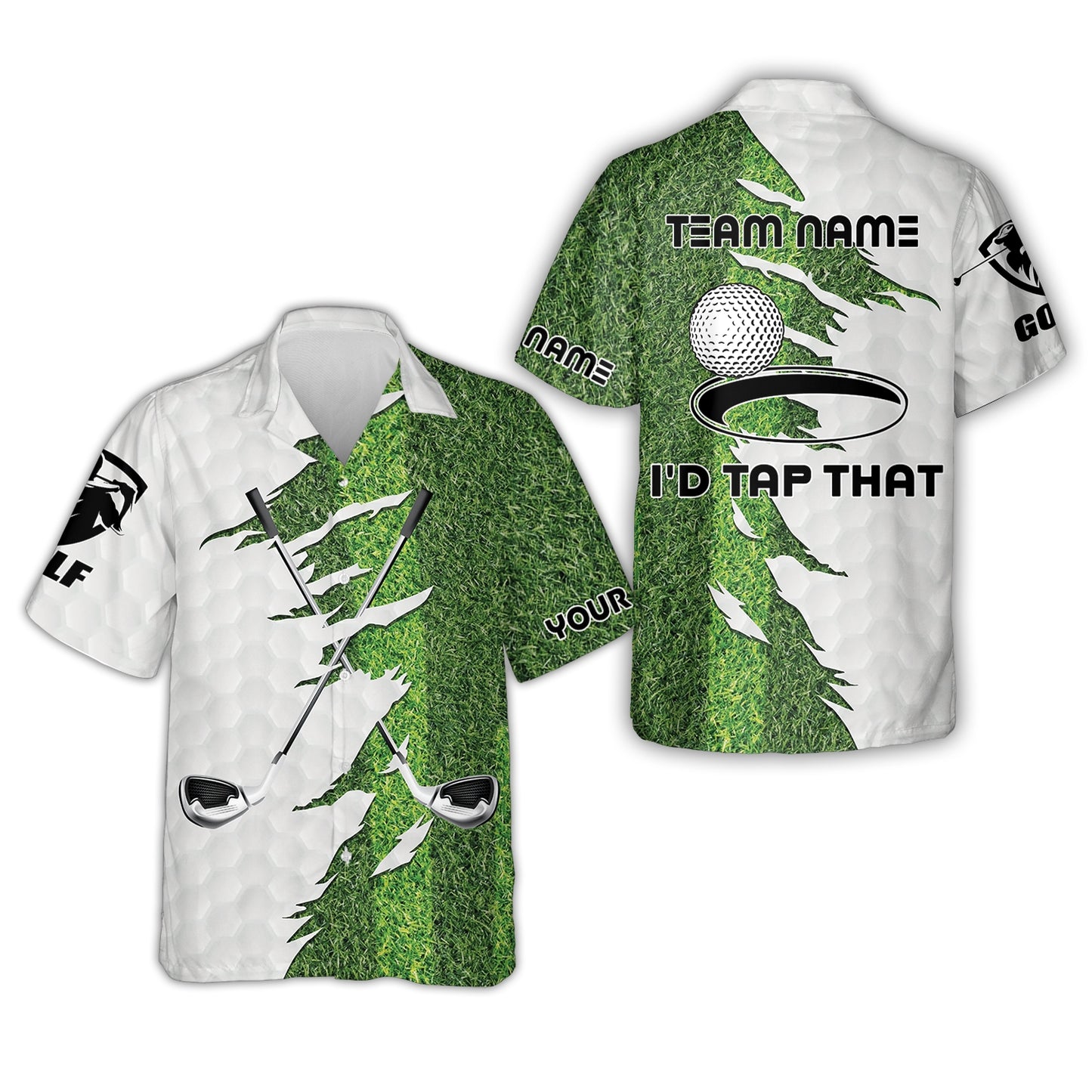 Green Golf Course Hawaiian Shirt, I'd Tap That Golf Polo Shirt For Men, Gift Idea For Male Players, Gift For Golfers