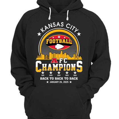 Kansas City Football 2024-2025 AFC Champions V-neck Shirts, The American Football Champs Apparel For Kansas City Football Fans