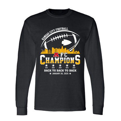 Kansas City Football 2024-2025 AFC Champions Sweatshirt Skyline, The American Football Champs Apparel For Kansas City Football Fans