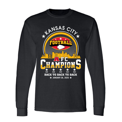 Kansas City Football 2024-2025 AFC Champions V-neck Shirts, The American Football Champs Apparel For Kansas City Football Fans