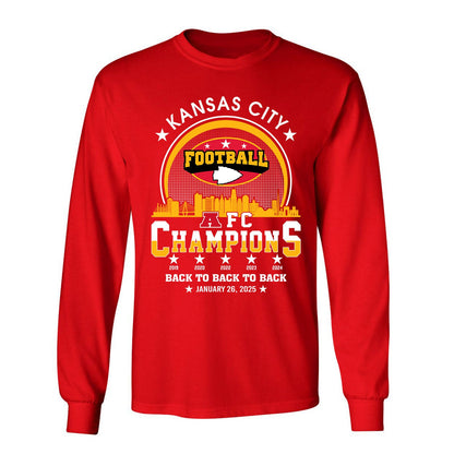 Kansas City Football 2024-2025 AFC Champions Sweatshirt, The American Football Champs Apparel For Kansas City Football Fans