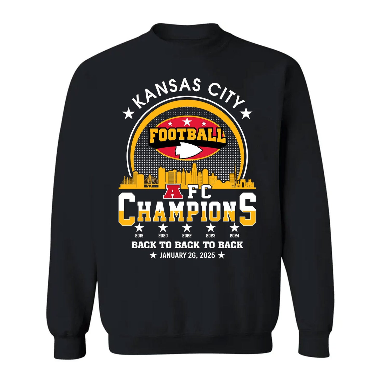 Kansas City Football 2024-2025 AFC Champions T-Shirt, The American Football Champs Apparel For Kansas City Football Fans