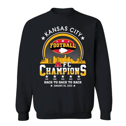 Kansas City Football 2024-2025 AFC Champions T-Shirt, The American Football Champs Apparel For Kansas City Football Fans