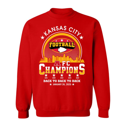 Kansas City Football 2024-2025 AFC Champions V-neck Shirts, The American Football Champs Apparel For Kansas City Football Fans