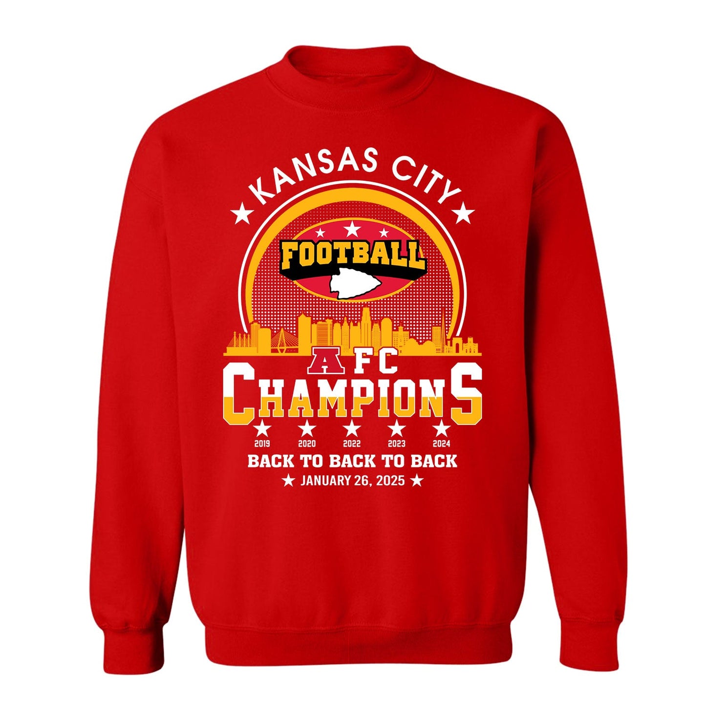 Kansas City Football 2024-2025 AFC Champions Sweatshirt, The American Football Champs Apparel For Kansas City Football Fans
