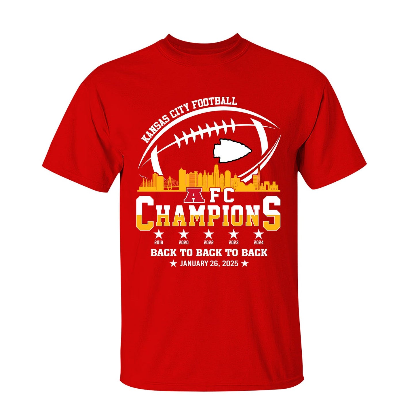 Kansas City Football 2024-2025 AFC Champions Hoodie Skyline, The American Football Champs Apparel For Kansas City Football Fans