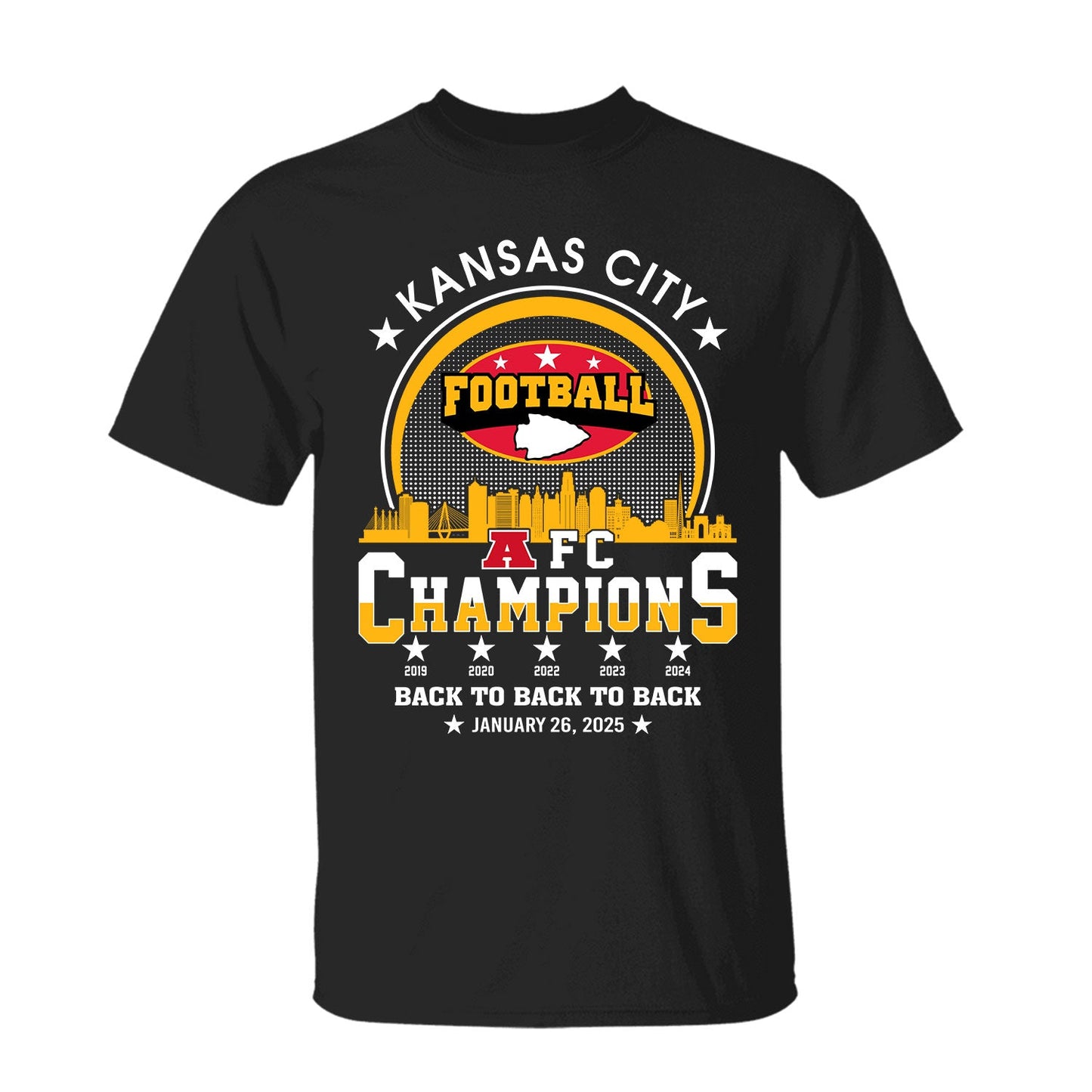 Kansas City Football 2024-2025 AFC Champions V-neck Shirts, The American Football Champs Apparel For Kansas City Football Fans