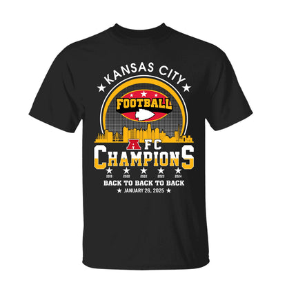 Kansas City Football 2024-2025 AFC Champions V-neck Shirts, The American Football Champs Apparel For Kansas City Football Fans