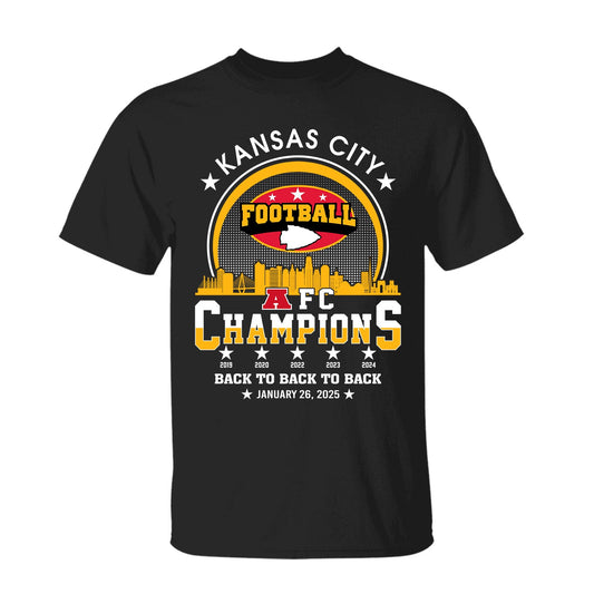 Kansas City Football 2024-2025 AFC Champions T-Shirt, The American Football Champs Apparel For Kansas City Football Fans