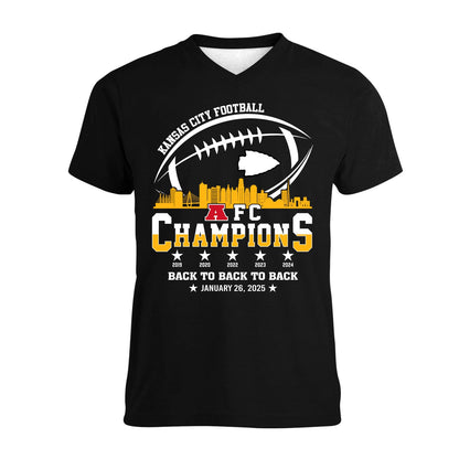 Kansas City Football 2024-2025 AFC Champions Hoodie Skyline, The American Football Champs Apparel For Kansas City Football Fans