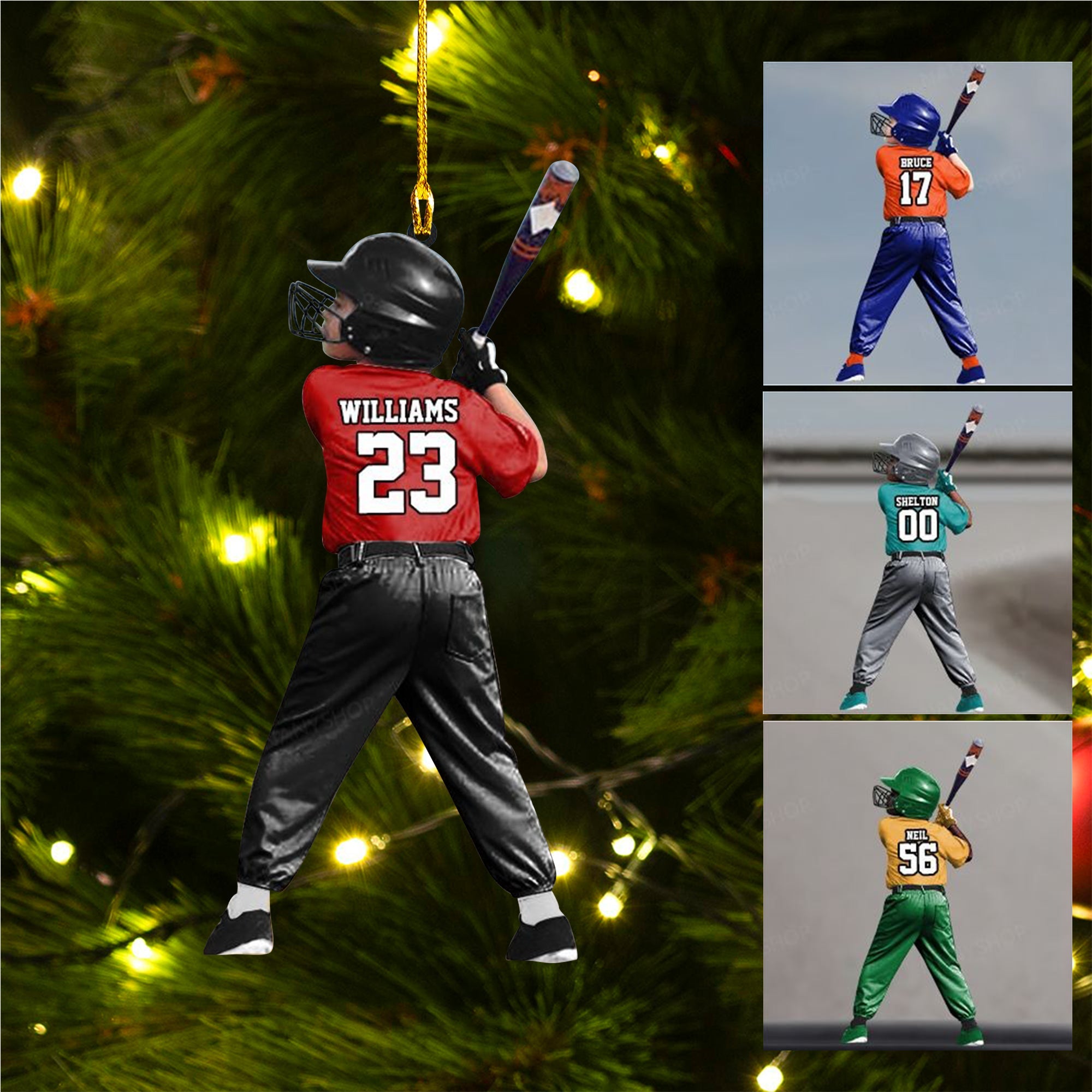 Personalized Baseball Boys Player Grip Acrylic Ornament, Custom Christmas Ornament Gift For Son, Grandson, Baseball Lovers