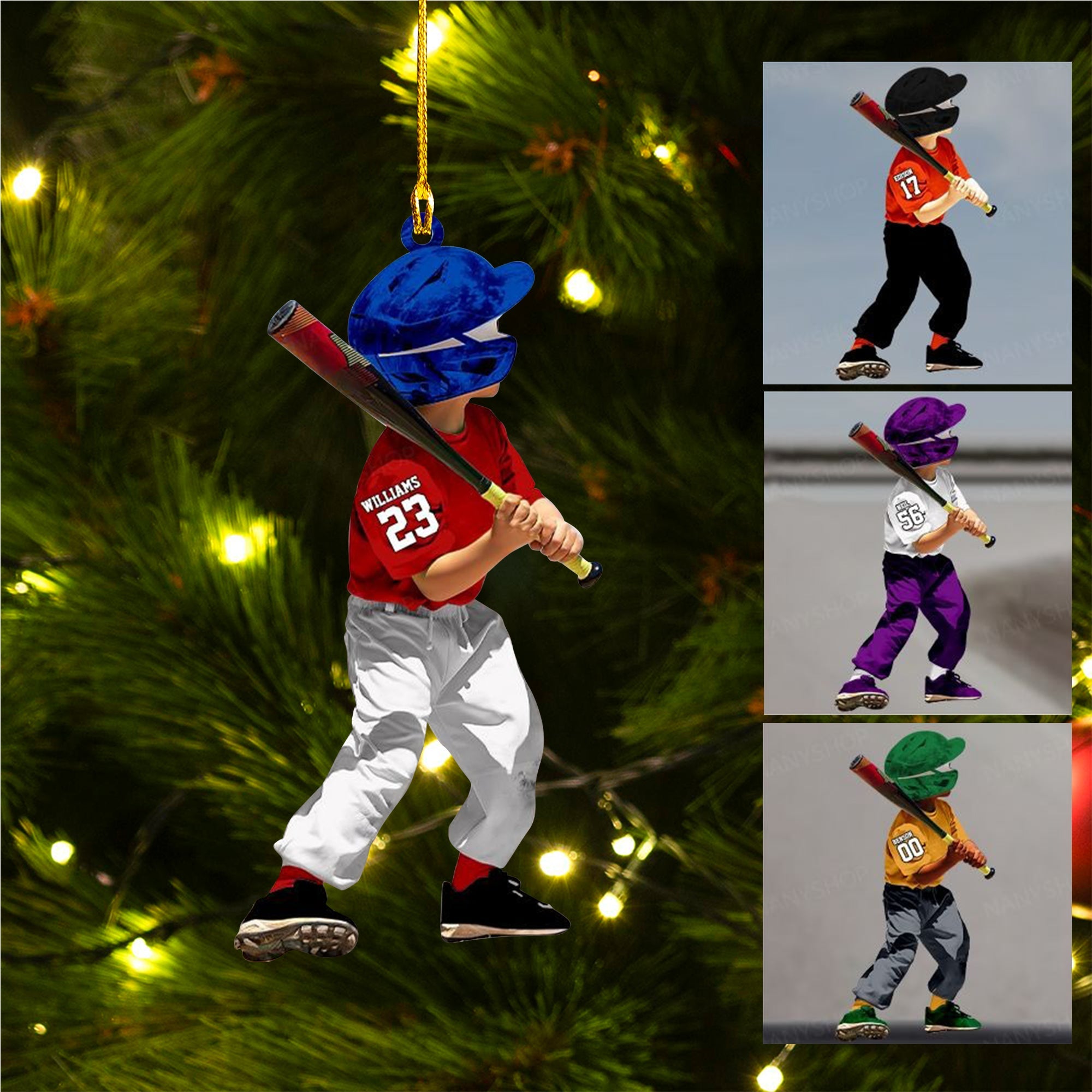 Personalized Baseball Boys Player Stride Acrylic Ornament, Custom Christmas Ornament Gift For Son, Grandson, Baseball Lovers