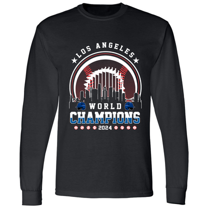 Los Angeles D Baseball Skyline 2024 World Champions Hoodie, L.A World Champs Hoodie, Los Angeles Baseball Champs Gifts