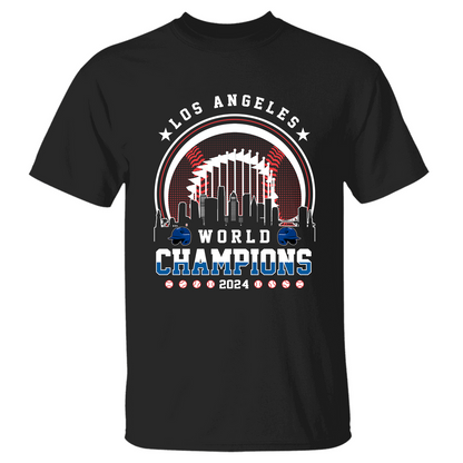 Los Angeles D Baseball Skyline 2024 World Champions Hoodie, L.A World Champs Hoodie, Los Angeles Baseball Champs Gifts