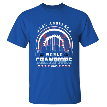 Los Angeles D Baseball Skyline 2024 World Champions Hoodie, L.A World Champs Hoodie, Los Angeles Baseball Champs Gifts