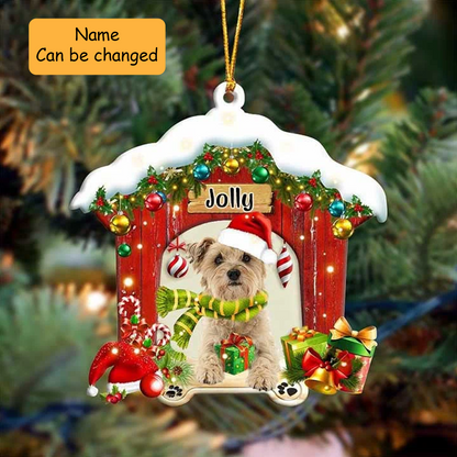 Personalized Name Cairn Terrier In Red Wood House Acrylic Ornament Christmas Gift For Dog Lovers, Dog Mom