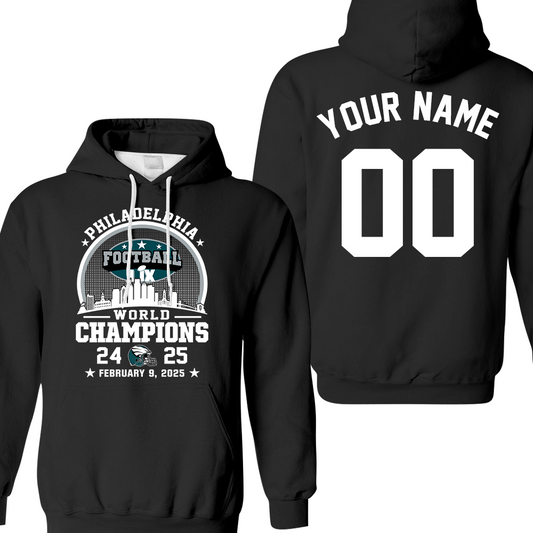 Personalized Philadelphia Football LIX 2024-2025 World Champions Hoodie, World Champions 2025 Apparel For Philadelphia Lovers