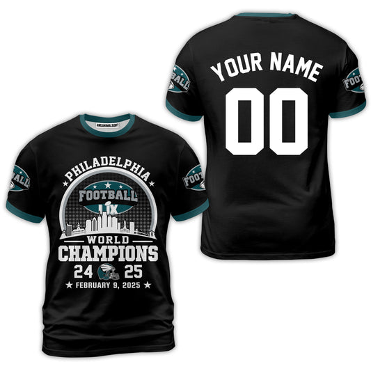 Customized Philadelphia Football LIX 2024-2025 World Champions T-Shirts, Super LIX Champions Philadelphia Football Apparel