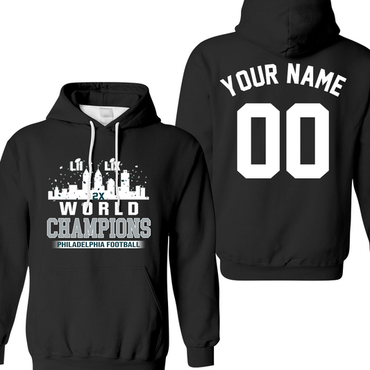 Personalized Philadelphia Football LIX 2024-2025 World Champions T-Shirt Skyline Congrats, World Champions Apparel For Philadelphia Football Lovers