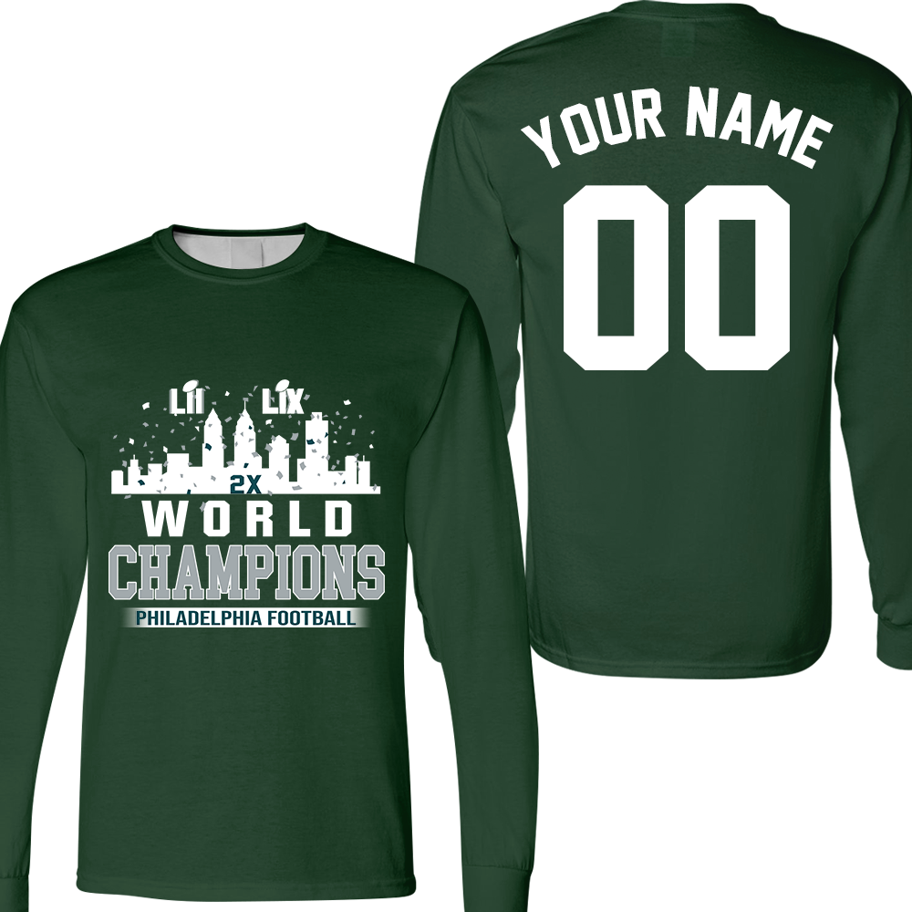 Personalized Philadelphia Football LIX 2024-2025 World Champions Sweatshirt Skyline Congrats, Super LIX Champions Philadelphia Apparel