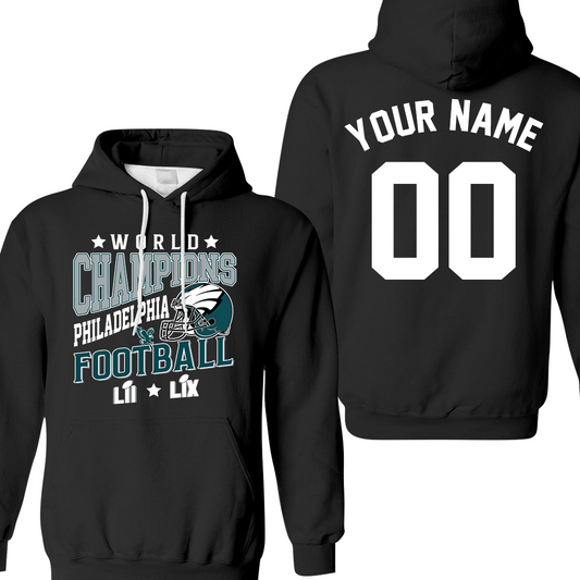 Personalized Philadelphia Football LIX 2024-2025 2x World Champions Hoodie, 2x World Champions Apparel For Philadelphia Football Lovers