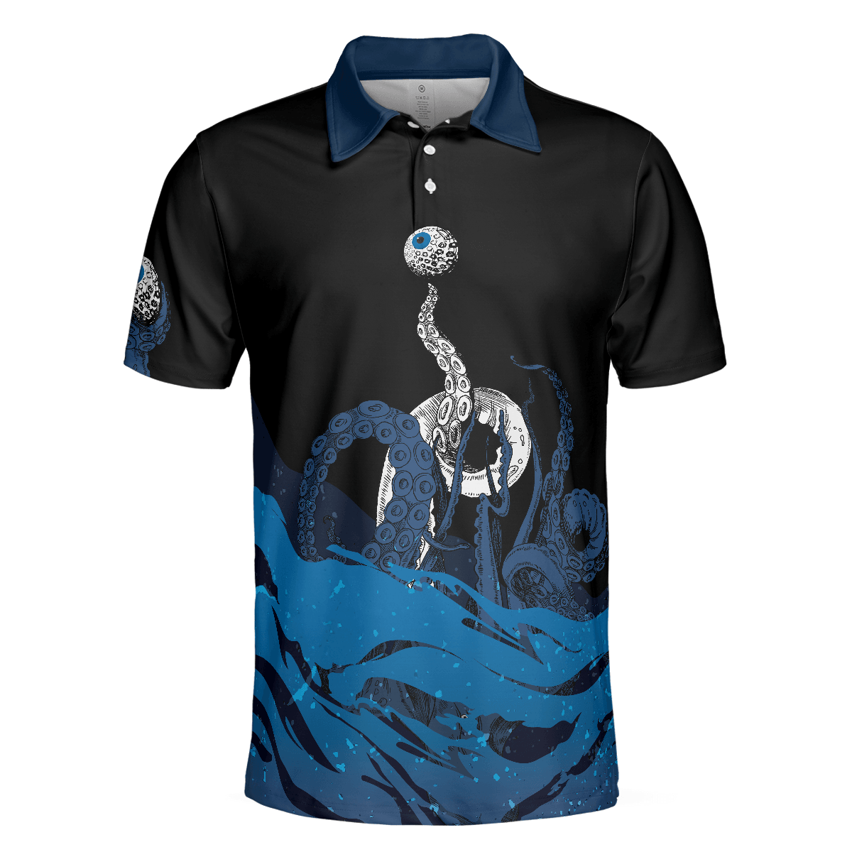 Men Golf Polo Shirt - Blue Sea Octopus Golf Polo Shirt, Eye Golf Ball, Artistic Golf Shirt For Men, Gift For Golfers, Golf Lover - Cerigifts