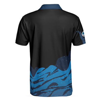 Men Golf Polo Shirt - Blue Sea Octopus Golf Polo Shirt, Eye Golf Ball, Artistic Golf Shirt For Men, Gift For Golfers, Golf Lover - Cerigifts