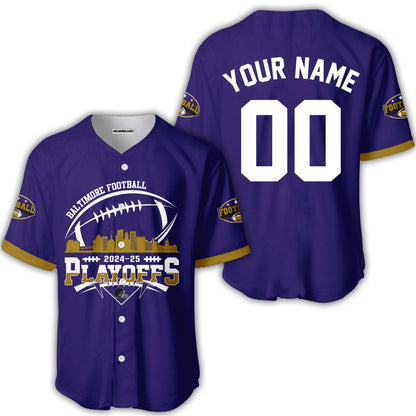 Baltimore American Football 2024-25 Playoffs Skyline Custom Hoodie, Baltimore Football Game Day Playoffs Division Custom Hoodie Shirts