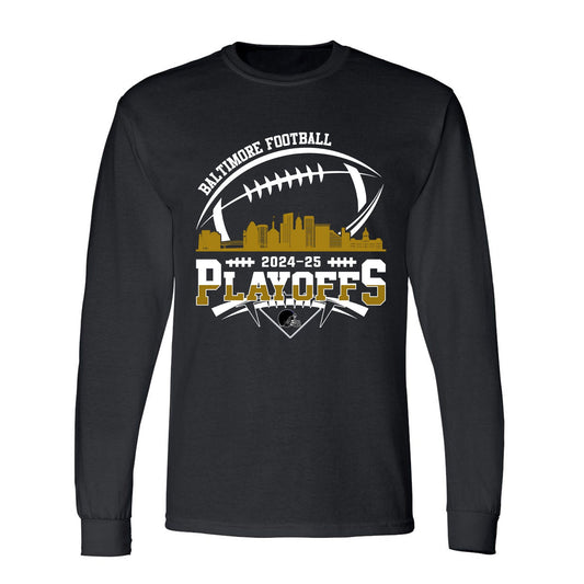 Baltimore American Football 2024-25 Playoffs Skyline Long Sleeve Shirt, Baltimore Football Game Day Playoffs Division Long Sleeve Shirts