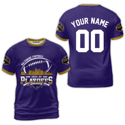 Baltimore American Football 2024-25 Playoffs Skyline Custom Hoodie, Baltimore Football Game Day Playoffs Division Custom Hoodie Shirts