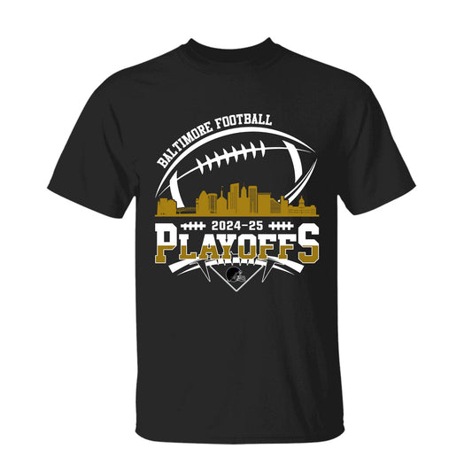 Baltimore American Football 2024-25 Playoffs Skyline Shirts, Baltimore Game Day Division Shirts, Playoffs Shirts For Baltimore Football Fans