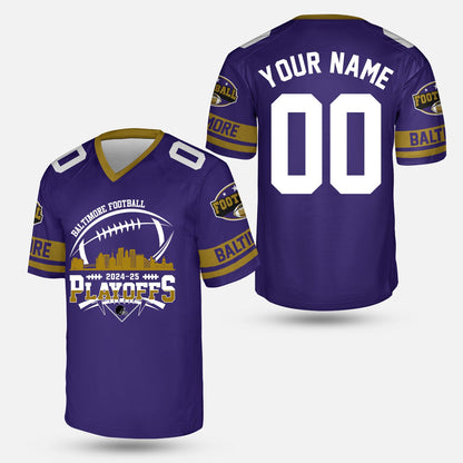 Baltimore American Football 2024-25 Playoffs Skyline Custom Hoodie, Baltimore Football Game Day Playoffs Division Custom Hoodie Shirts