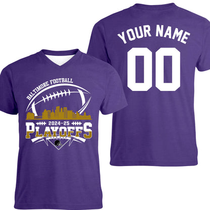 Baltimore American Football 2024-25 Playoffs Skyline Double Sided Hoodie, Baltimore Football Game Day Playoffs Division Custom Hoodie