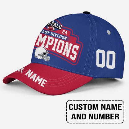 Buffalo American Football 2024 AFC East Champions Snapback Hat Cap Custom, Conquered The East Champs Buffalo Snapback Hat Cap