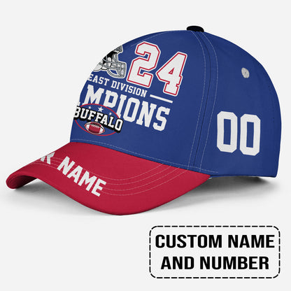 Buffalo American Football 2024 AFC East Champions Snapback Hat Cap Custom, Conquered The East Champs Buffalo Snapback Hat Cap