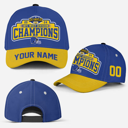 Custom Los Angeles American Football 2024 NFC West Division  Champions Classic Hat Cap, Division Champs Custom Classic Hat Cap