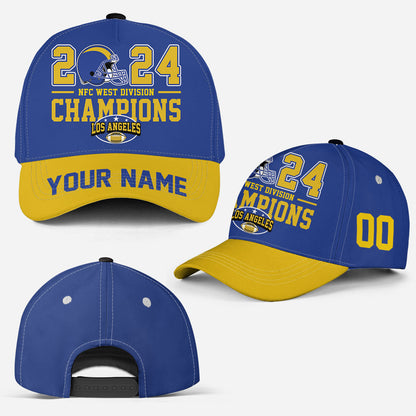Custom Los Angeles American Football 2024 NFC West Division  Champions Classic Hat Cap, Division Champs Custom Classic Hat Cap
