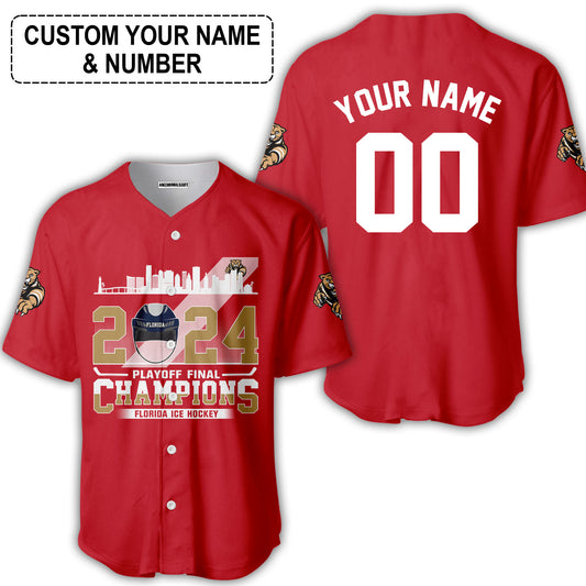 Customized Florida Ice Hockey 2024 Playoff Final Champions Baseball Jersey, Florida Hockey  Shirt For Florida Ice Hockey Lovers - AOP