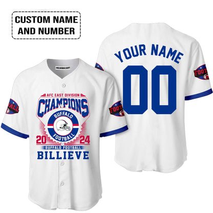 2024 Custom Buffalo American Football AFC East Champions Billieve t shirt, Billieve Buffalo Football AFC East Champs Custom Shirts