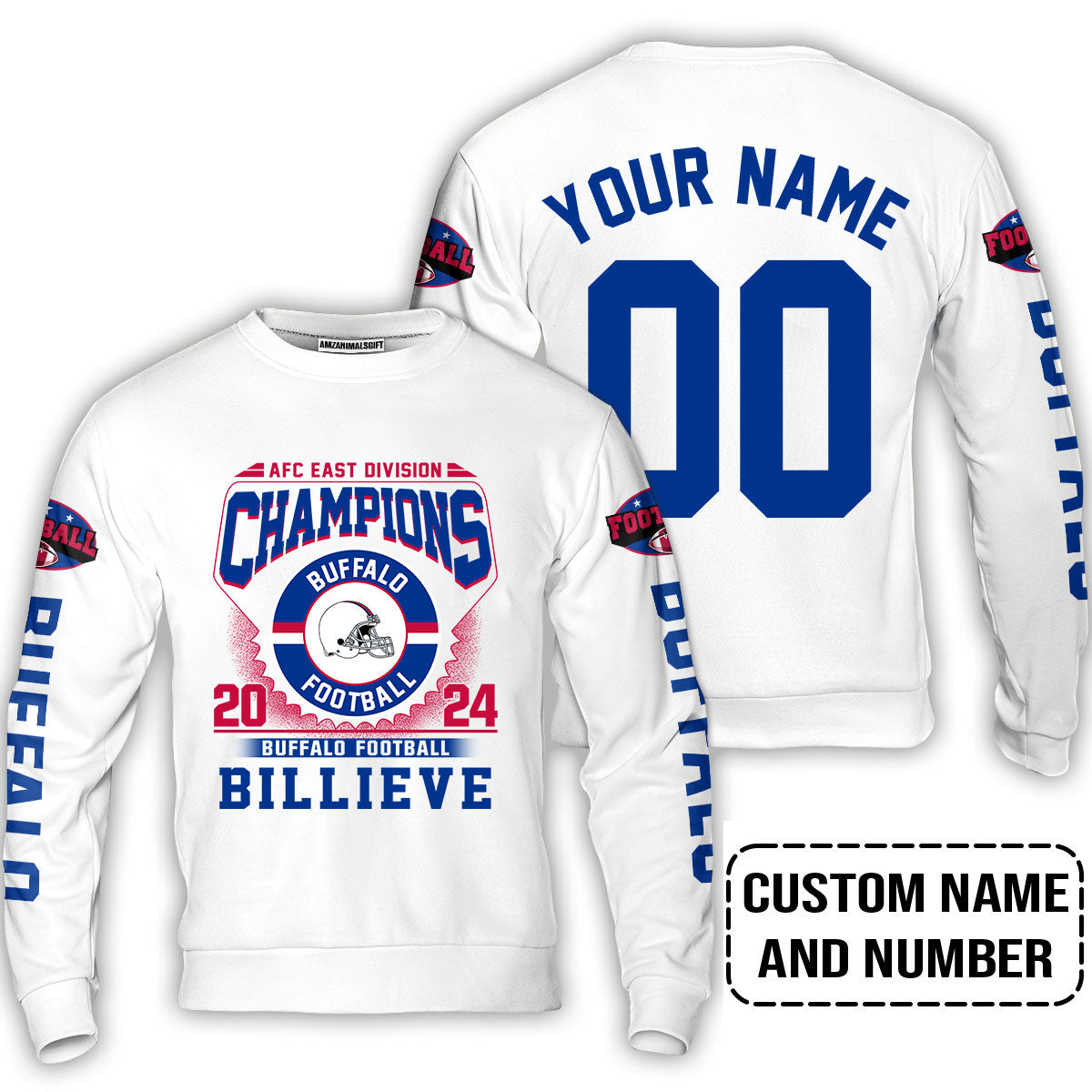2024 Custom Buffalo American Football AFC East Champions Billieve t shirt, Billieve Buffalo Football AFC East Champs Custom Shirts