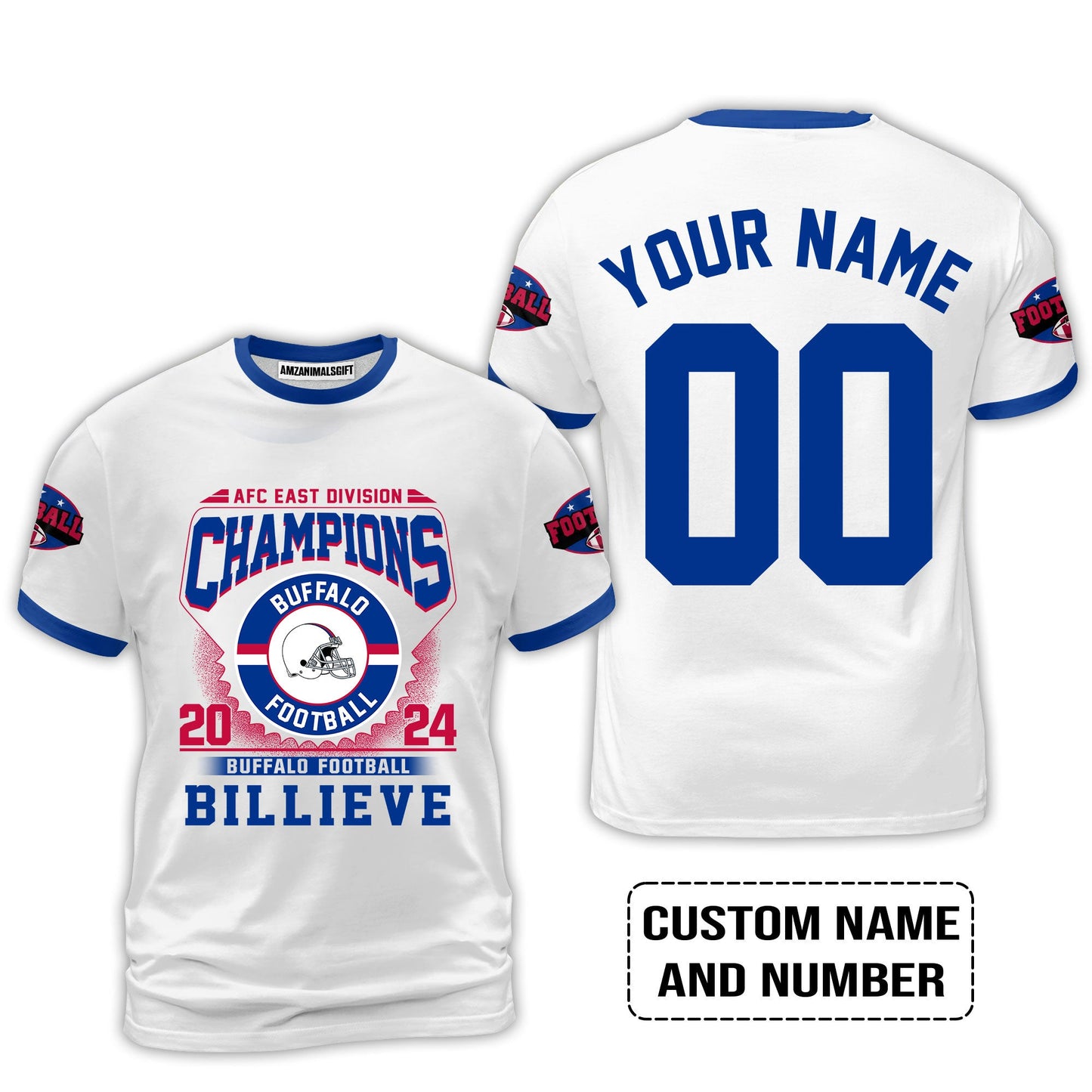 2024 Custom Buffalo American Football AFC East Champions Billieve t shirt, Billieve Buffalo Football AFC East Champs Custom Shirts