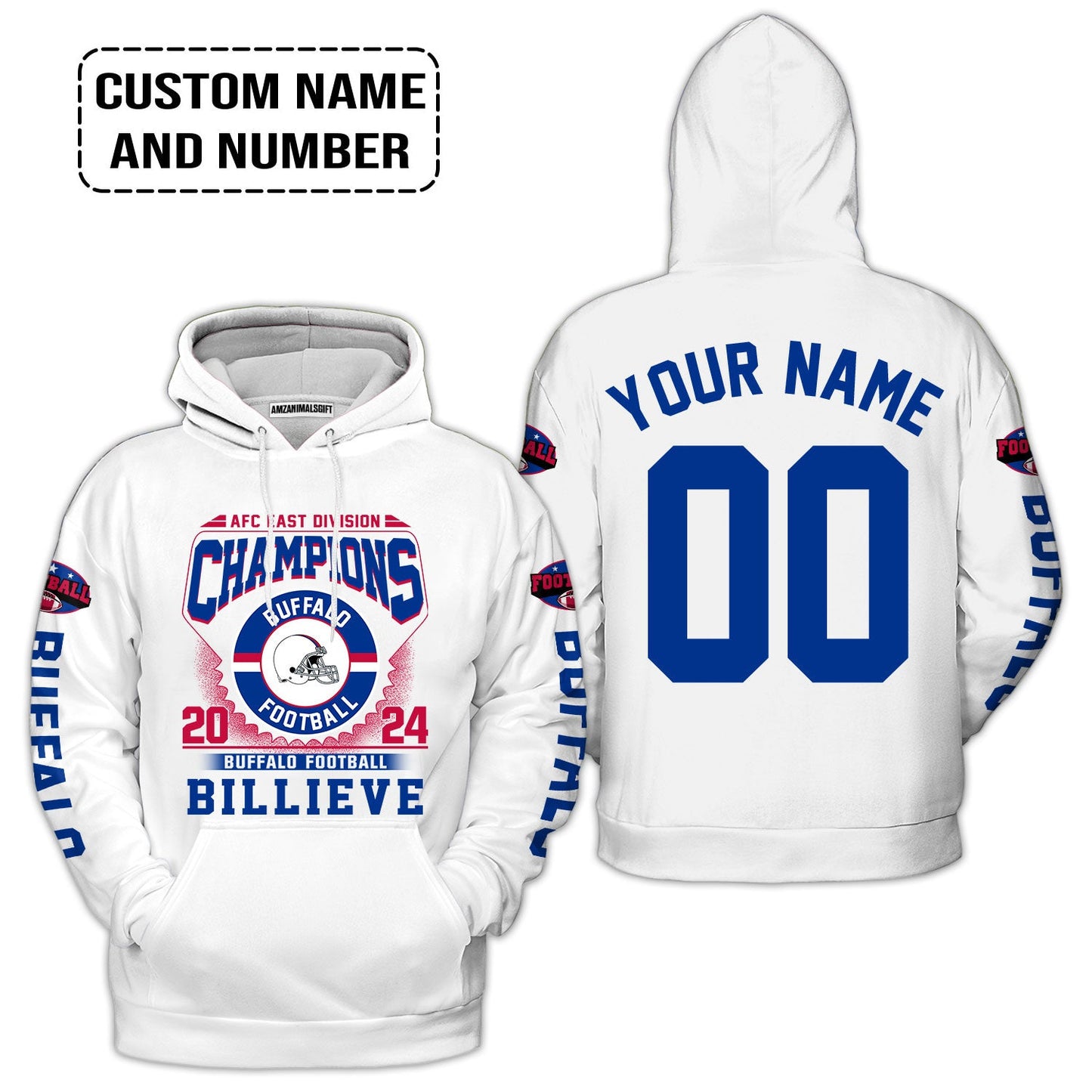 2024 Custom Buffalo American Football AFC East Champions Billieve t shirt, Billieve Buffalo Football AFC East Champs Custom Shirts