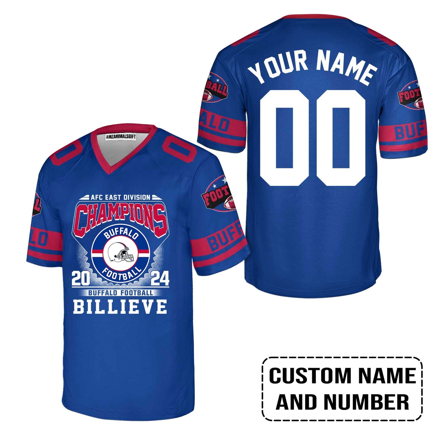 2024 Custom Buffalo American Football AFC East Champions Billieve t shirt, Billieve Buffalo Football AFC East Champs Custom Shirts
