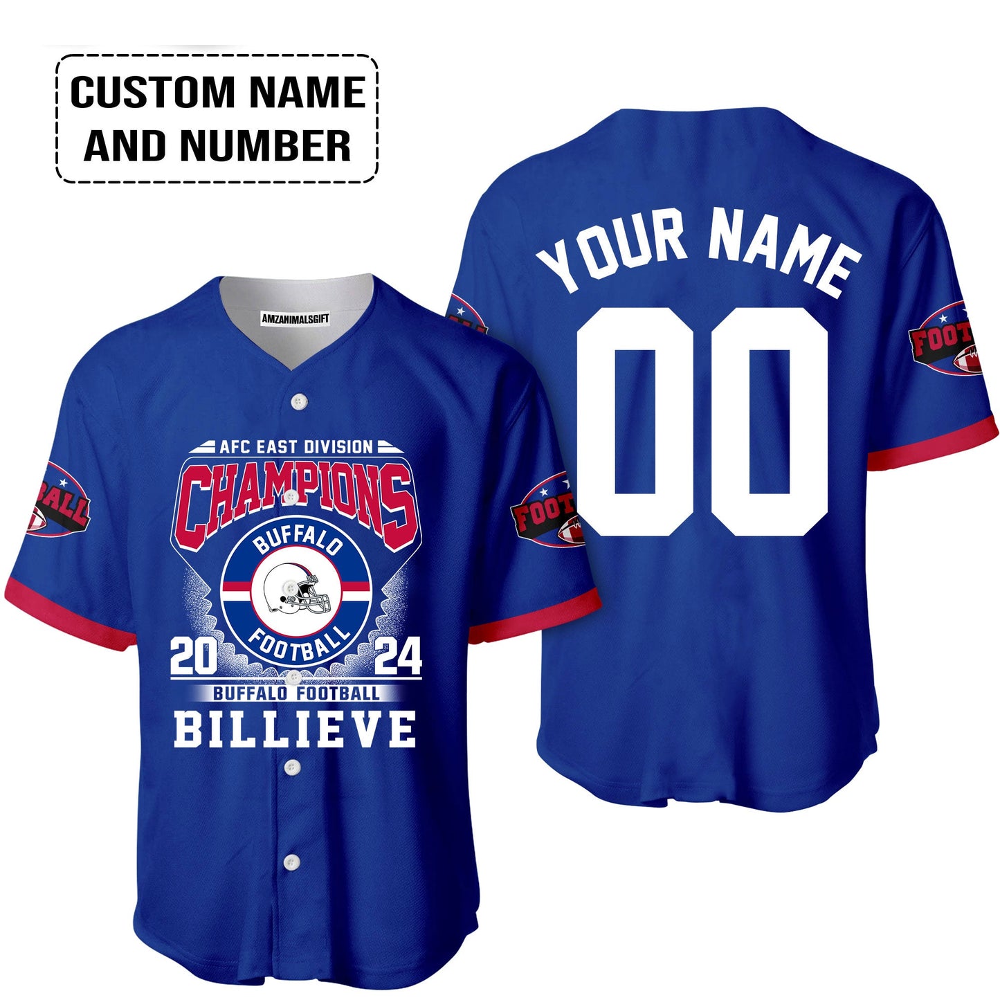 2024 Custom Buffalo American Football AFC East Champions Billieve t shirt, Billieve Buffalo Football AFC East Champs Custom Shirts