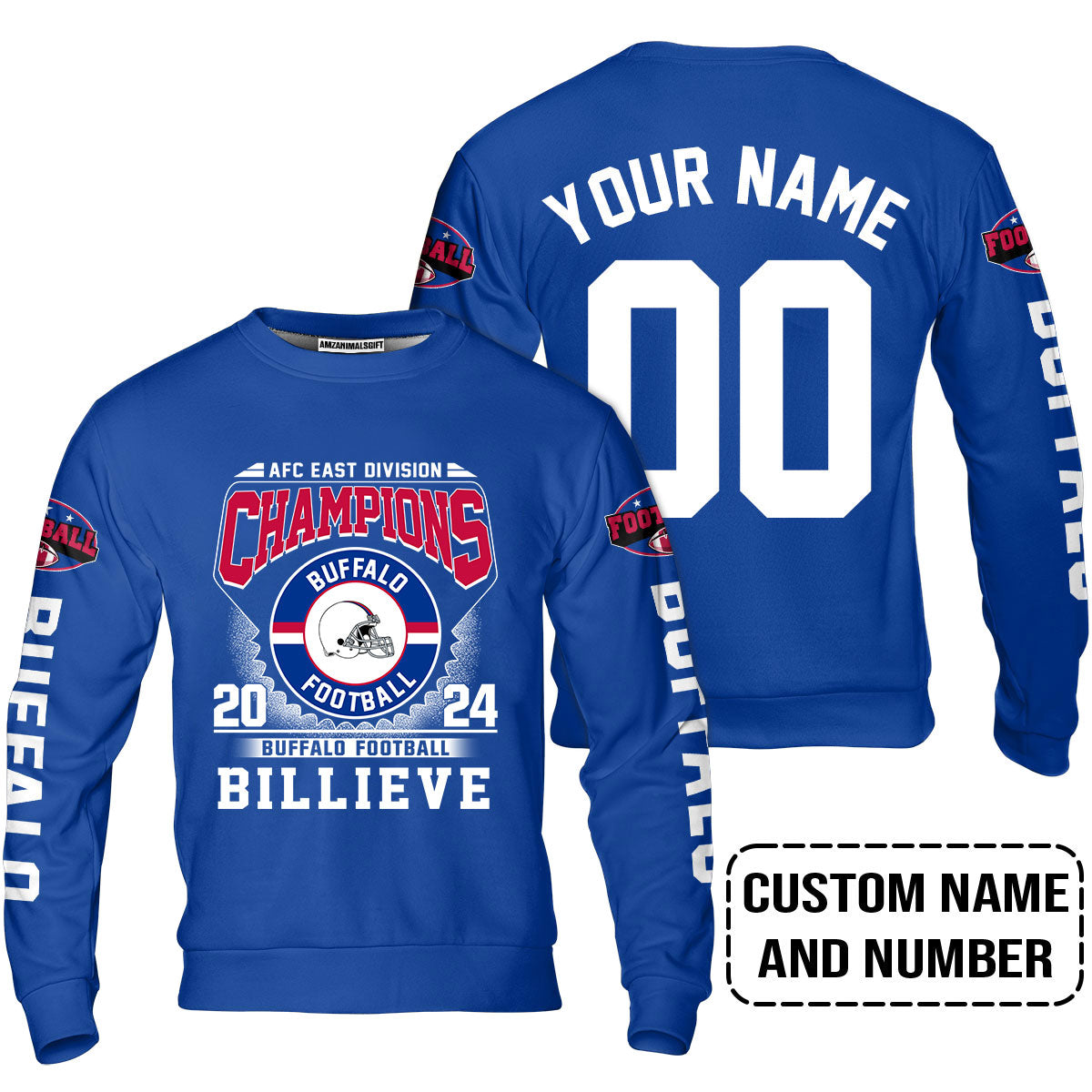 2024 Custom Buffalo American Football AFC East Champions Billieve t shirt, Billieve Buffalo Football AFC East Champs Custom Shirts