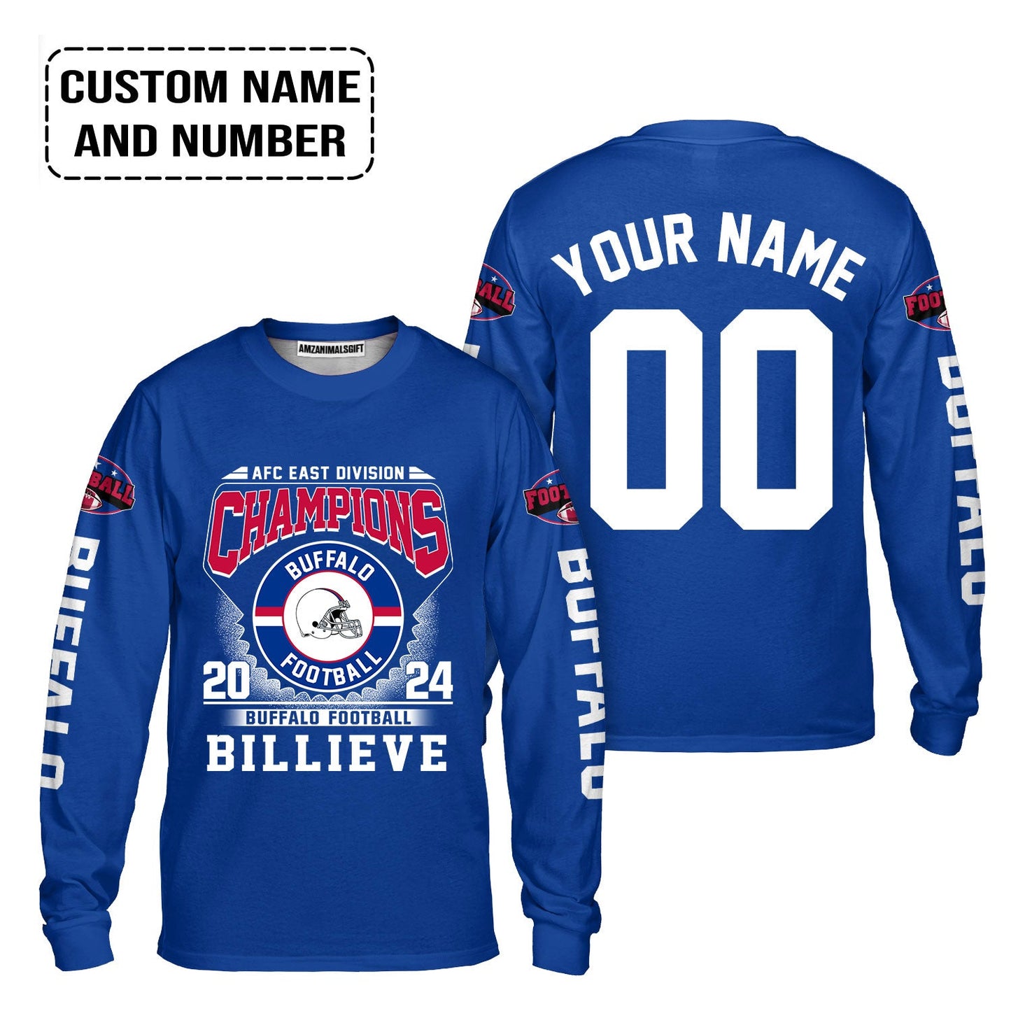 2024 Custom Buffalo American Football AFC East Champions Billieve t shirt, Billieve Buffalo Football AFC East Champs Custom Shirts