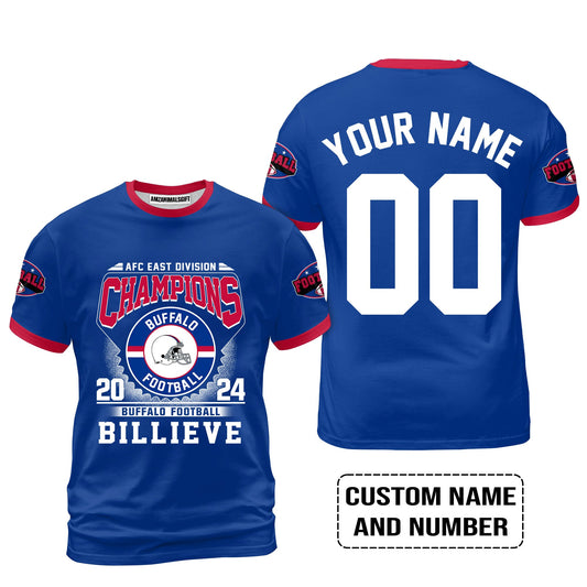 2024 Custom Buffalo American Football AFC East Champions Billieve t shirt, Billieve Buffalo Football AFC East Champs Custom Shirts