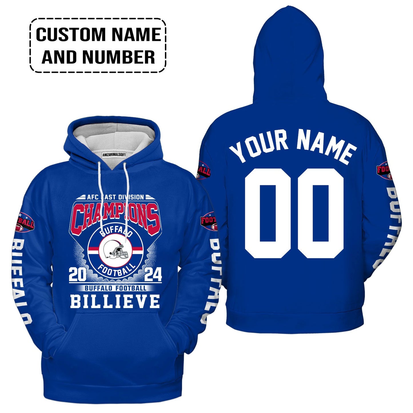 2024 Custom Buffalo American Football AFC East Champions Billieve t shirt, Billieve Buffalo Football AFC East Champs Custom Shirts
